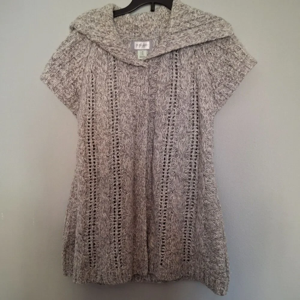 Motherhood Maternity Cardigan Women’s Medium Grey Knit Open Front Sweater - Picture 8 of 14